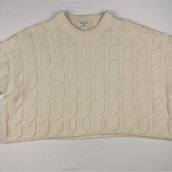 ARITZIA Babaton Cable Knit Glory Wool Cropped Sweater in Heather Birch
2XS EUC - Picture 6 of 12